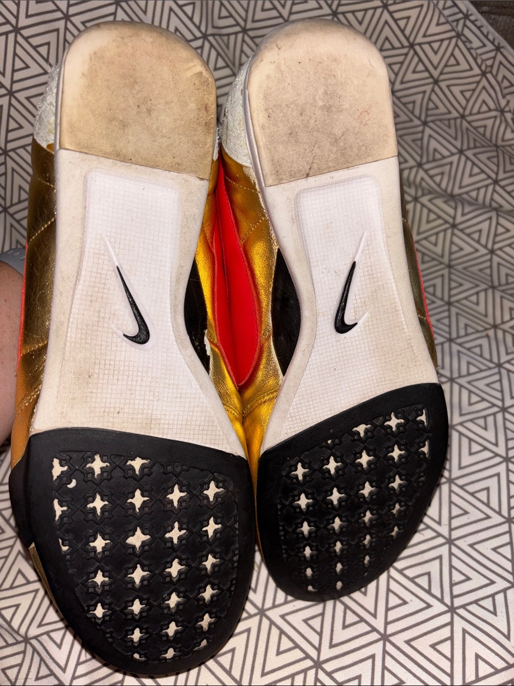 Nike Gold Leather Sneaker with Red Swoosh and White Laces - Picture 4 of 11
